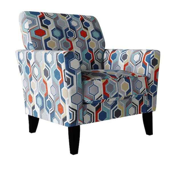 Handy Living Travix Flared Arm Chair in Blue Modern Beehive Print
