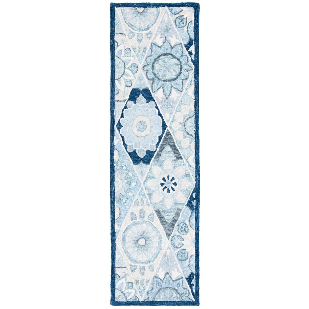 Suzani 2 ft. x 8 ft. Blue/Ivory Floral Border Runner Rug price history on PriceWatchPro