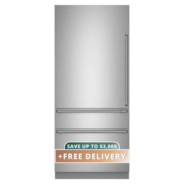 36 in. 20.1 cu. ft. Built-In Bottom Freezer Refrigerator in Stainless Steel with Convertible Middle Drawer, LH Swing