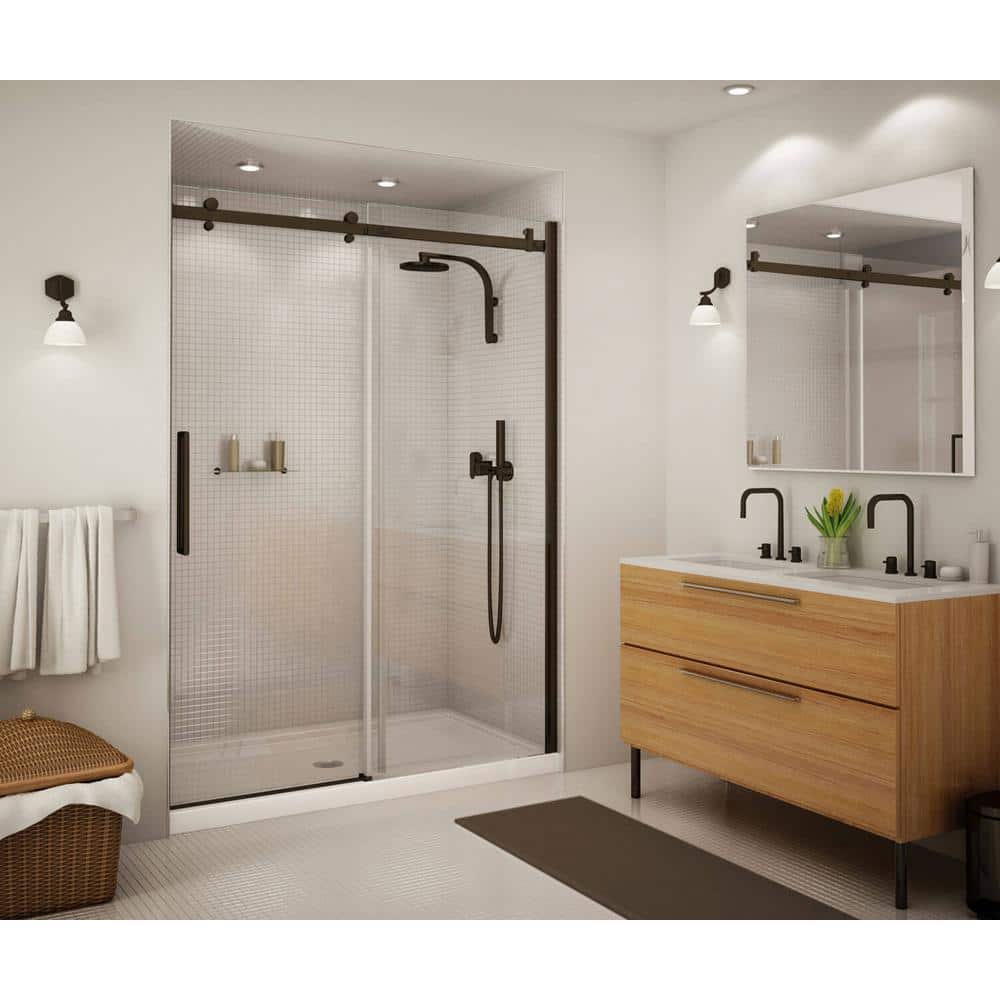 Halo 59" Dark Bronze Semi-Frameless Sliding Shower Door