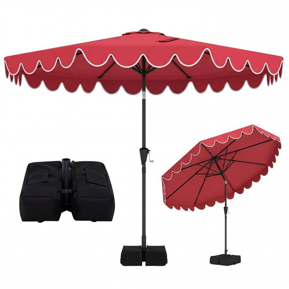 10 ft. Patio Umbrella with Weighted Base Sandbags Push Button Tilt and Crank Wine price history on PriceWatchPro