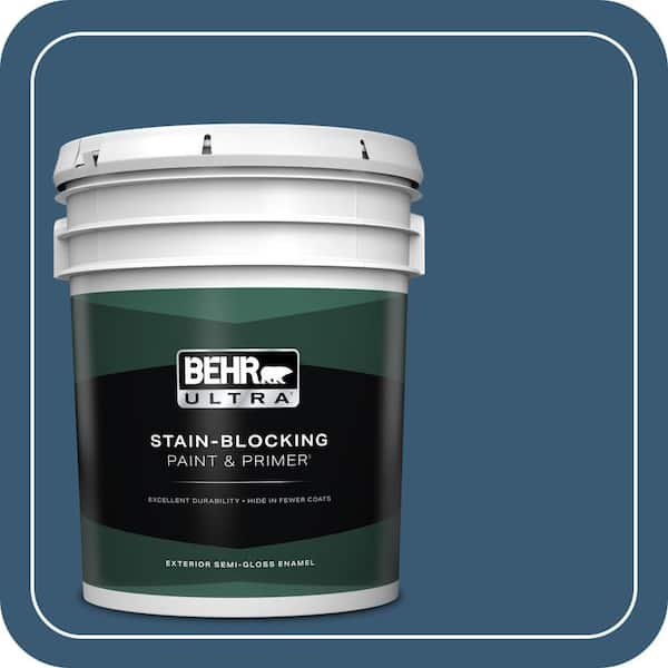BEHR ULTRA 5 gal. #M500-6 Express Blue Semi-Gloss Enamel Exterior Paint & Primer
