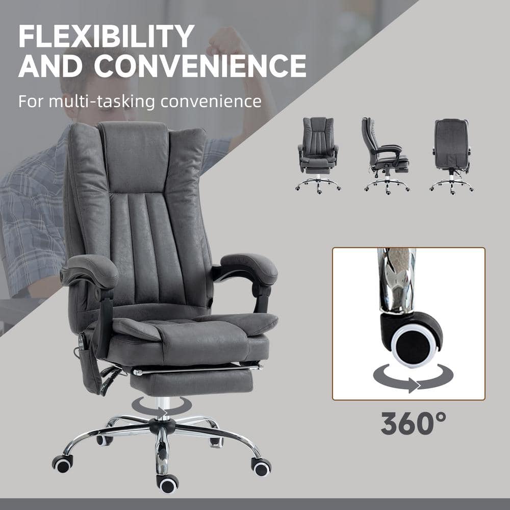 High Back Gray Fabric Swivel Office Chair with Adjustable Arms