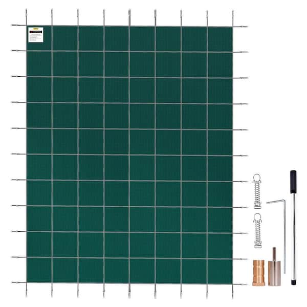 ITOPFOX 20 ft. x 42 ft. Rectangular Green In Ground Pool Safety Winter Cover with Installation Hardware Included