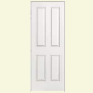 32 in. x 80 in. 4-Panel Right-Handed Hollow-Core Smooth Primed Composite Single Prehung Interior Door
