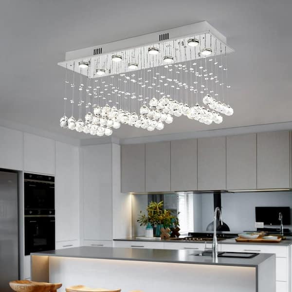 Albany 8-Light Clear/Chrome Unique Tiered Chandelier with Crystal Accents