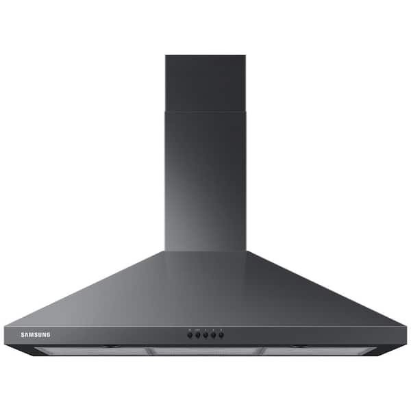 Samsung 36 in. Wall Mount Range Hood with LED Lighting in Fingerprint Resistant Black Stainless
