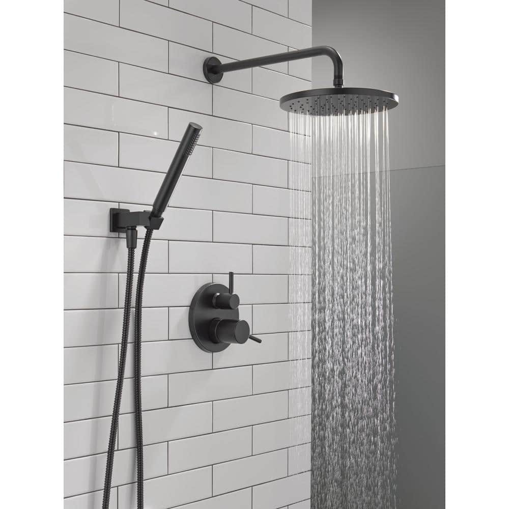 Matte Black Modern Rain Shower System with Handheld Spray