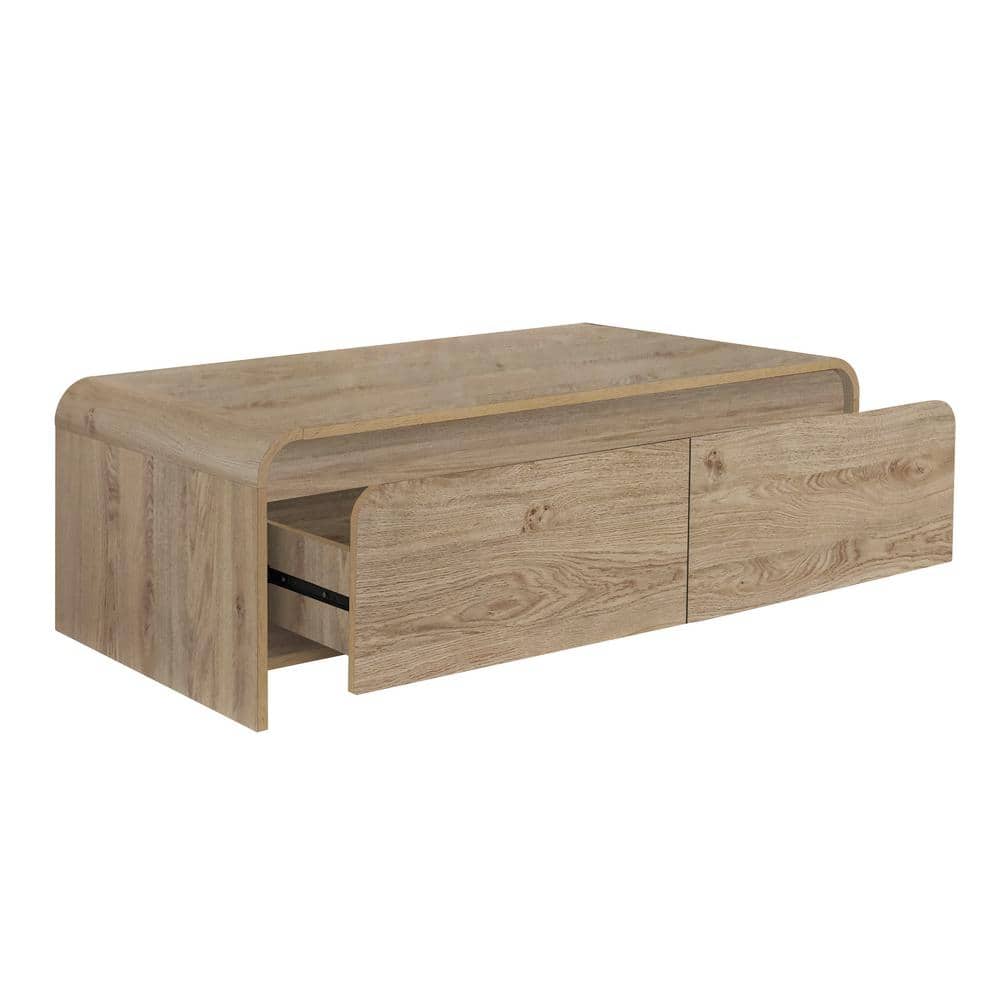 Mara 47" Natural Beige Wood Coffee Table with Storage