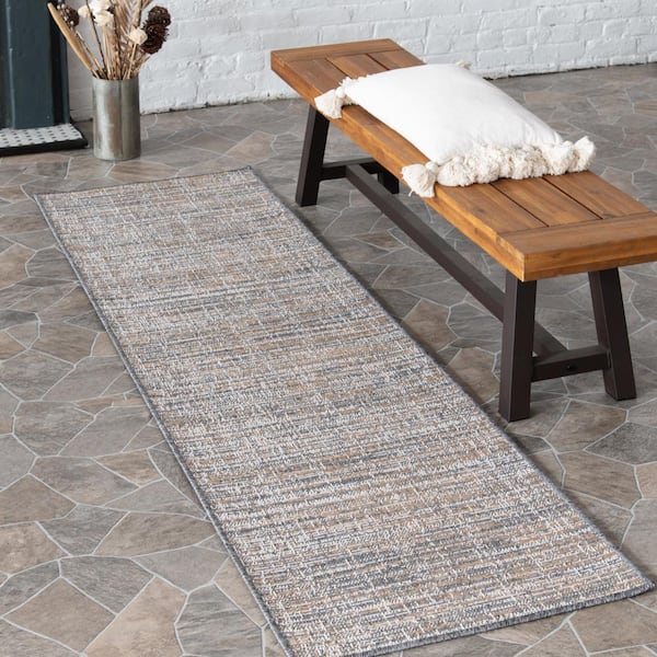 Wicker Weave Beige 2 ft. x 7 ft. Indoor/Outdoor Runner Area Rug