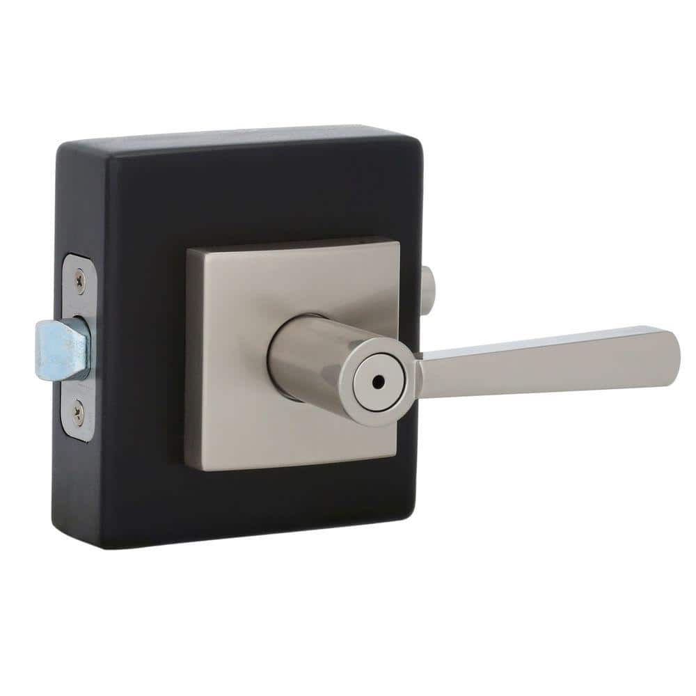 Satin Nickel Square Privacy Door Lever for Bed/Bath