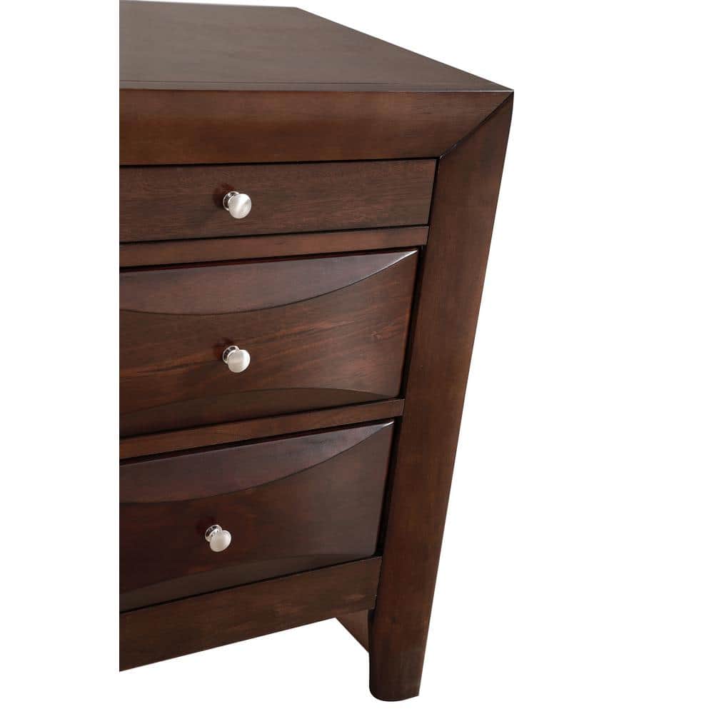 Marilla Cappuccino 3-Drawer Solid Wood Nightstand