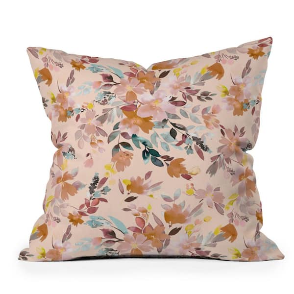 DenyDesigns. Pink Ninola Design Summer Moroccan Floral 18 in. x 18 in. Throw Pillow
