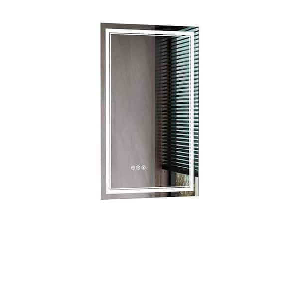 Hans 24 in. W x 40 in. H Rectangular Frameless Backlit LED Touch Sensor Anti-Fog Dimmable Wall Bathroom Vanity Mirror