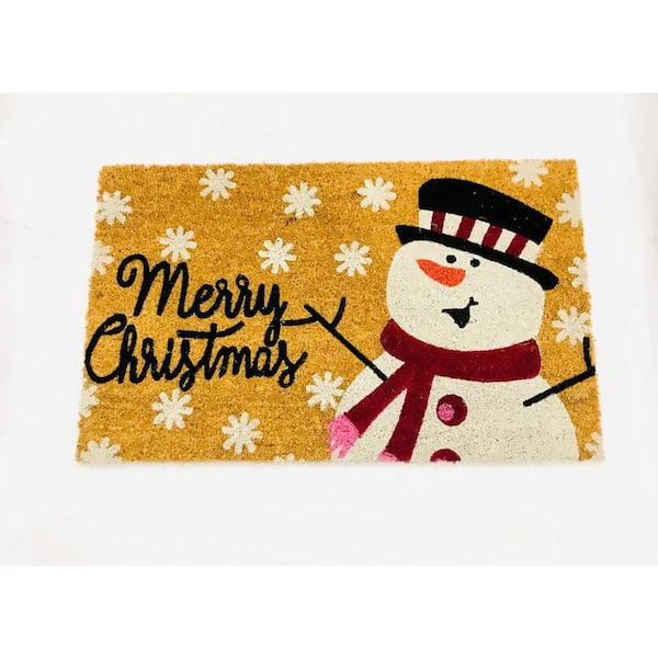 Unbranded Welcome Merry Christmas Multi 18 in. x 30 in. Coir Non-Slip Indoor Outdoor Door Mat