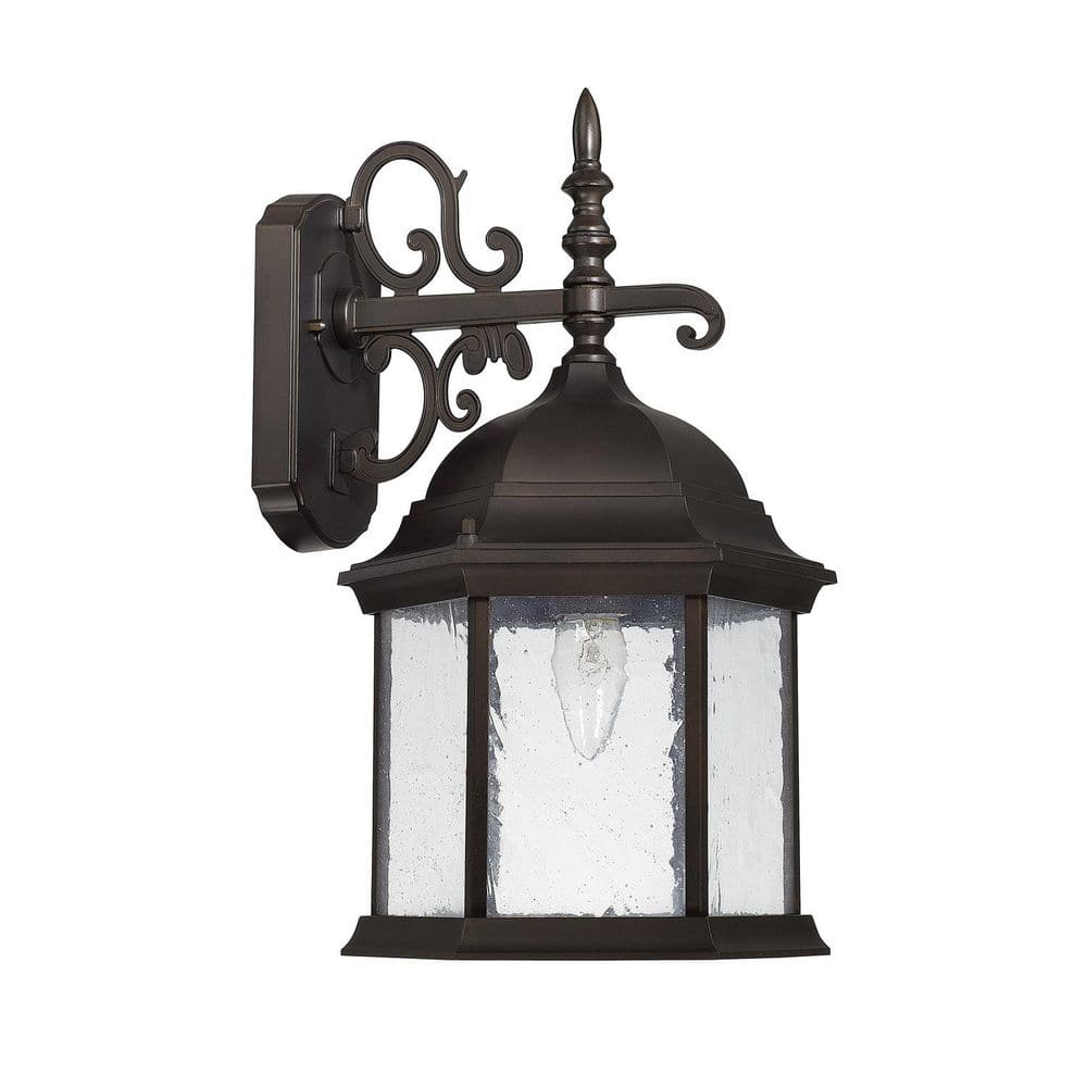 Main Street 16 in. 1-Light Old Bronze Outdoor Hardwired Wall Lantern Sconce with Antiqued Glass with No Bulbs Included price history on PriceWatchPro