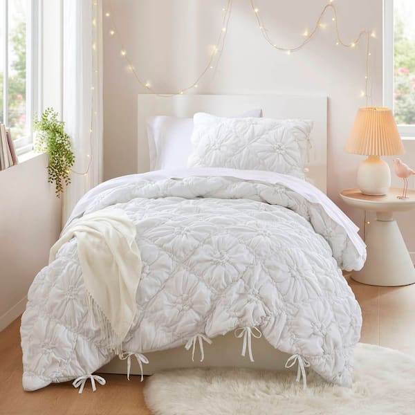 Graley 2-Piece White Microfiber Twin Comforter Set