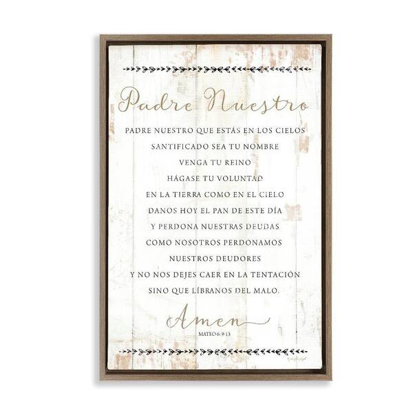 Stupell Industries Our Father Proverbs by Jennifer Pugh Brown Floater Frame Religious Graphic Art Print 17 in. x 25 in.
