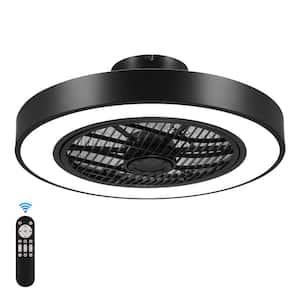 20 in. LED Indoor Black Smart Enclosed Bladeless Ceiling Fan Light with Remote