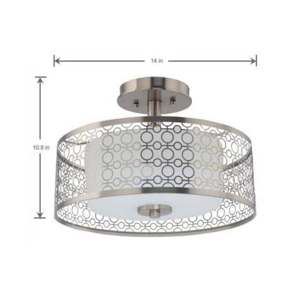 Home Decorators Collection Toberon 14 In 1 Light Brushed Nickel Led Semi Flush Mount Ceiling 7914hdc - Home Depot Flush Mount Kitchen Ceiling Lights