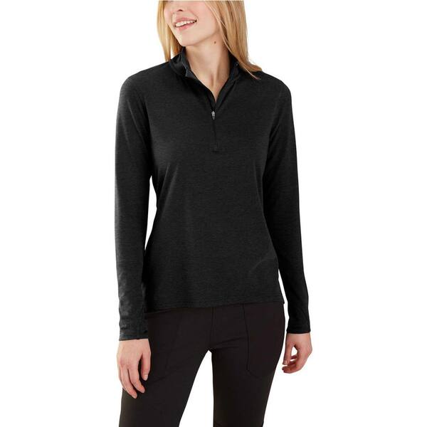 Carhartt Women's Small Black Heather Cotton/Polyester Force Delmont Quarter Zip Shirt