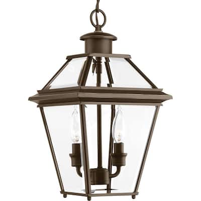Burlington Collection 2-Light Antique Bronze Clear Beveled Glass New Traditional Outdoor Hanging Lantern Light