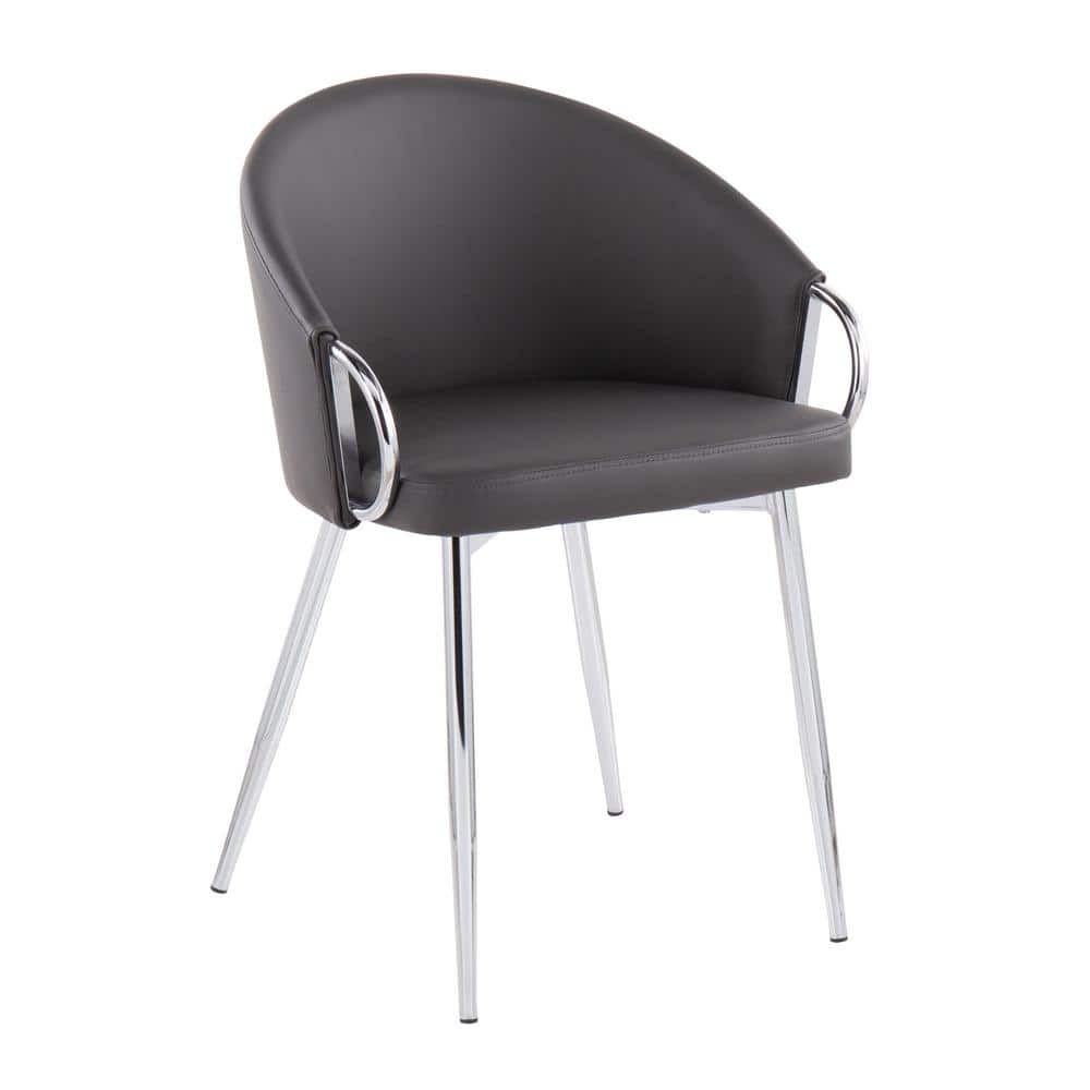 Claire Modern Silver Metal Frame Chair with Grey Faux Leather