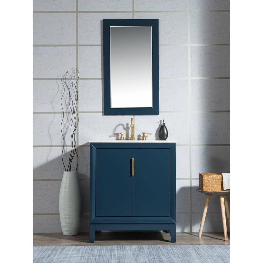 Water Creation Elizabeth 30 In Bath Vanity In Monarch Blue With Carrara White Marble Vanity Top With Ceramics White Basins Vel030cwmb00 The Home Depot