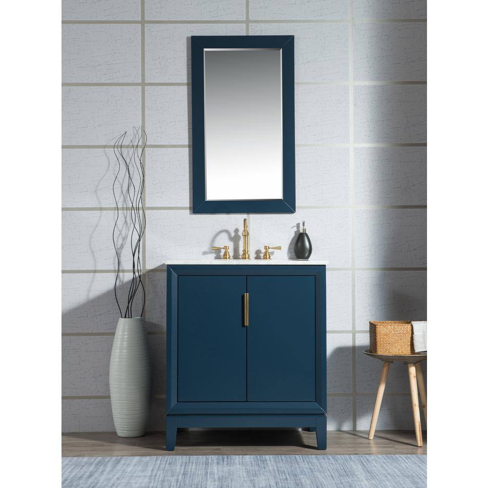 Water Creation Elizabeth 30 In Bath Vanity In Monarch Blue With Carrara White Marble Vanity Top With Ceramics White Basins And Mirror Vel030cwmb01 The Home Depot