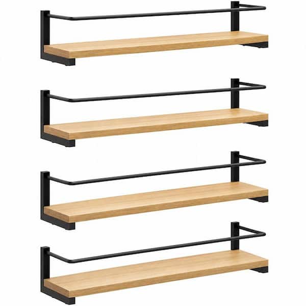 15.7 in. Rustic Wood Wall Mounted Spice Rack, Hanging Rack for Kitchen (4-Pack)