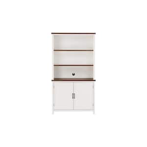 Appleton White and Haze Finish Wood Bookcase with Concealed Storage (39 in. W x 72 in. H)