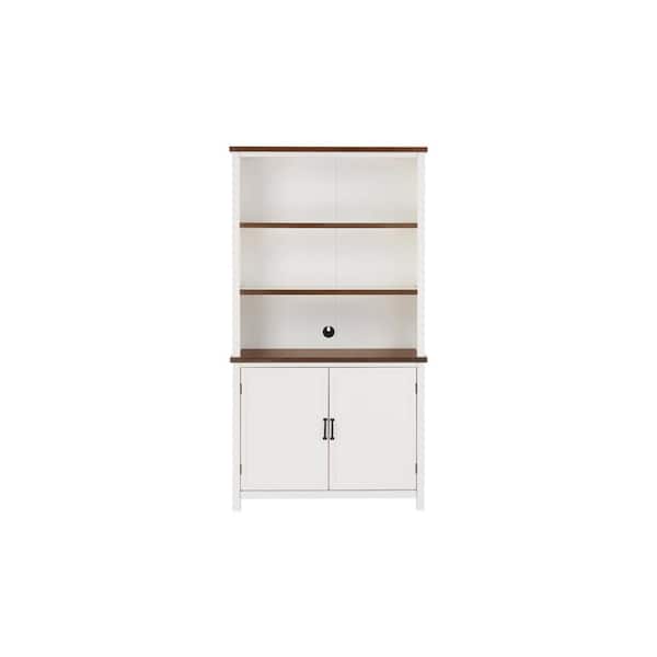 Home Decorators Collection Appleton White and Haze Finish Wood Bookcase with Concealed Storage (39 in. W x 72 in. H)