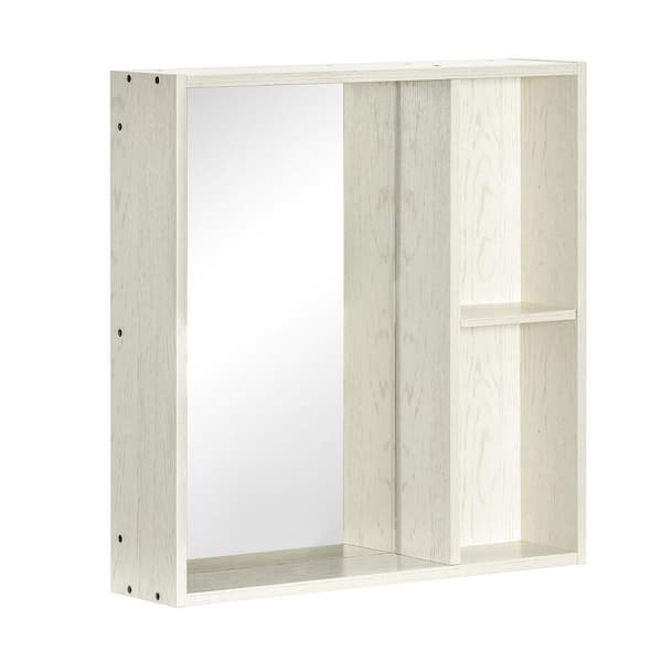 24.75 in. W x 6 in. D x 25.5 in. H Bathroom Storage Wall Cabinet with Mirror in White
