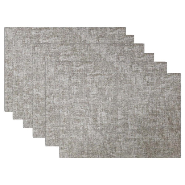 Vsmile Gray Leather Placemats, 11.8 in. x 16.9 in. Rectangular Double-Sided Placemats (Set of 6)