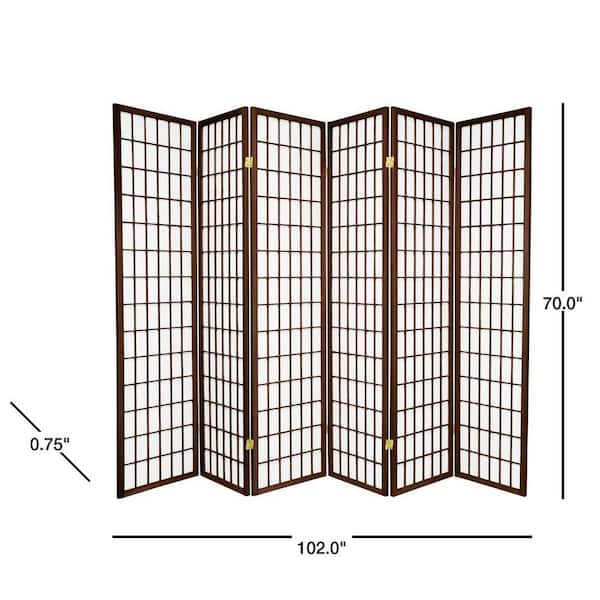 6 ft. Walnut 6-Panel Room Divider