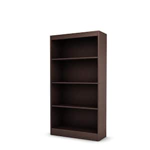 56 in. Chocolate Wood 4-shelf Standard Bookcase with Adjustable Shelves