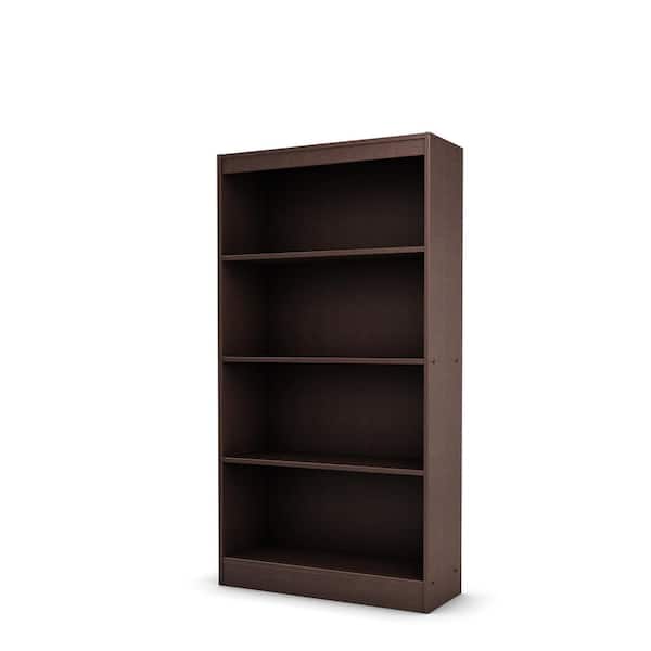 South Shore 56 in. Chocolate Wood 4-shelf Standard Bookcase with Adjustable Shelves