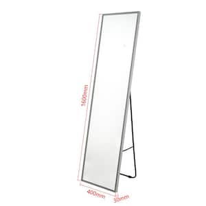 16 in. W x 62 in. H Rectangle Framed White Full Length Mirror LED Lights Free Standing Dimming 3-Color Lighting