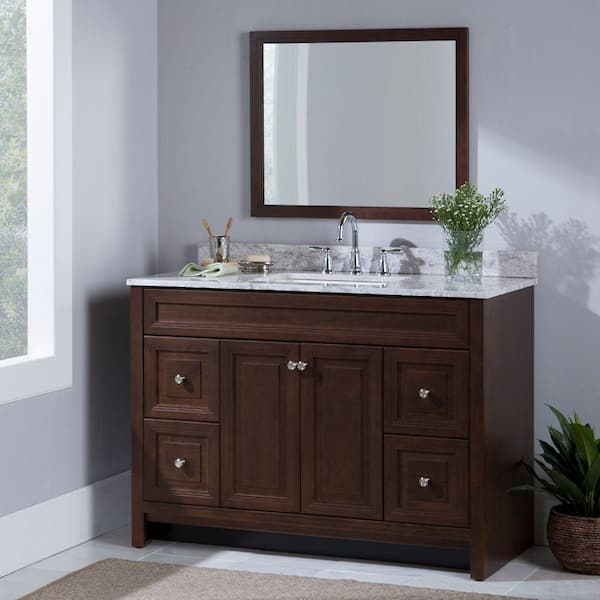 Home Decorators Collection Brinkhill 48 in. W x 34 in. H x 22 in. D Bath Vanity Cabinet Only in Cognac