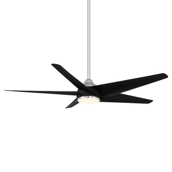 Unbranded Viper 60 in. Integrated LED Indoor and Outdoor 5-Blade Smart Ceiling Fan Brushed Nickel Black with Remote 3000k