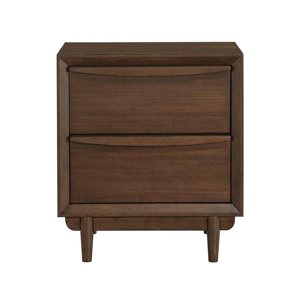 Caddel Walnut 2-Drawer 24 in. W Nightstand