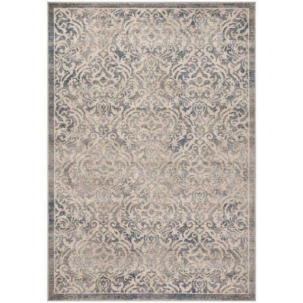SAFAVIEH Brentwood Light Gray/Blue 6 ft. x 9 ft. Border Geometric Medallion Area Rug