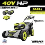40-Volt HP Brushless 21 in. Whisper Series Cordless Walk-Behind Dual Blade Push Mower w/(2) 6.0 Ah Batteries and Charger