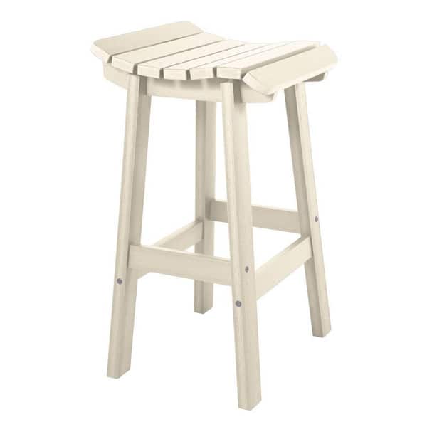 Highwood Summit Square Whitewash Recycled Plastic Bar Height Outdoor Bar Stool