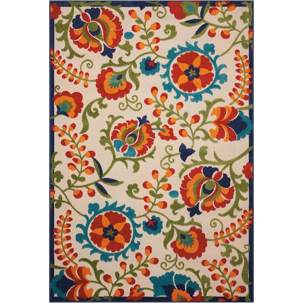 Aloha 10 ft. x 13 ft. Floral Patio Area Rug