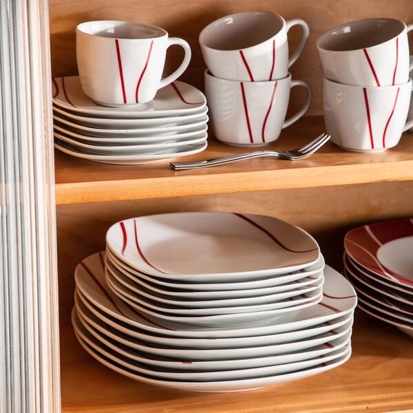 30-Piece MALACASA Felisa Porcelain Dinnerware Set with Plates Cups