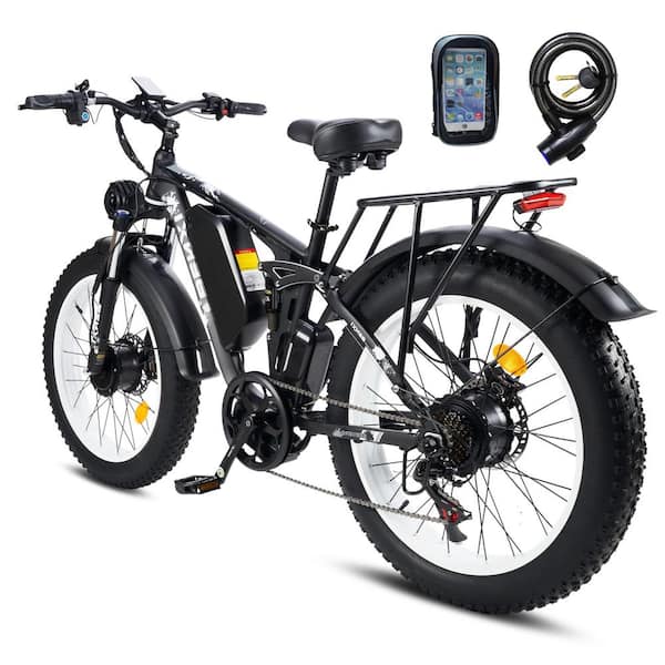PHNHOLUN 24 in. Upgraded Dual-Motor Ebike-Men 2000-Watt-Electric-Bike-Adults Fat Tire Mountain-Ebike with 23AH Up to 32MPH E-Bike