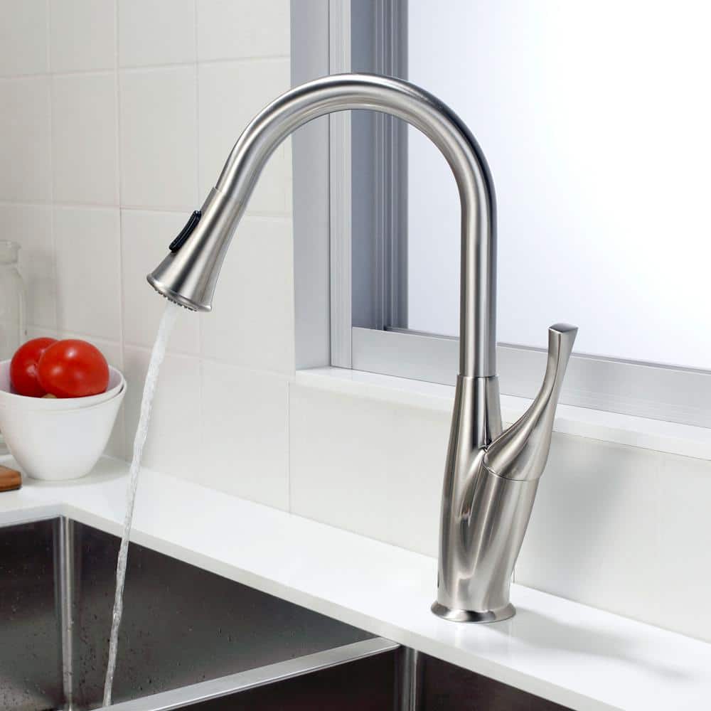 Brushed Nickel Single Handle Pull-Out Kitchen Faucet
