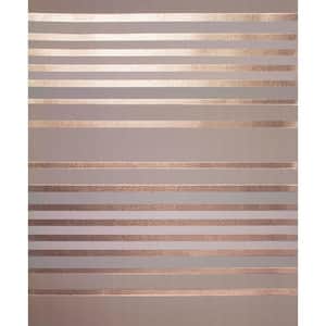 Mayfair Rose Gold Metallic Stripe 20.5 in. x 33 ft. Unpasted Peelable Paper Wallaper