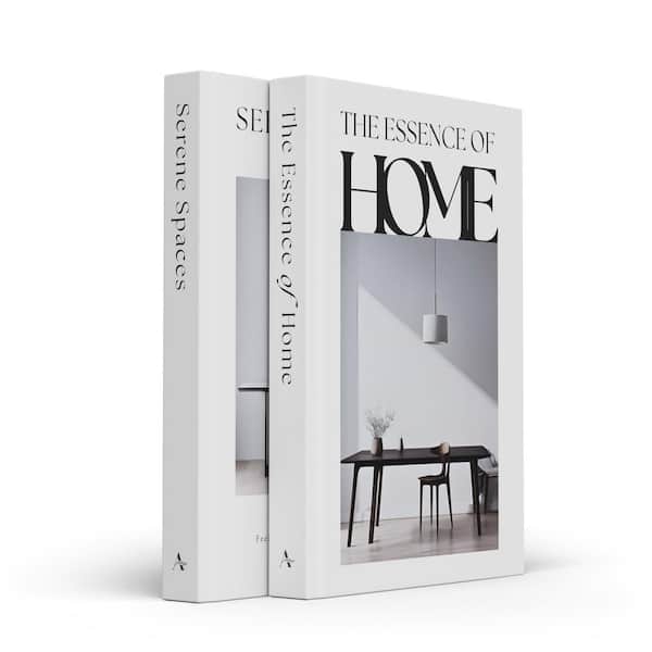 Unbranded White Set of 2 Decorative Hardcover Books with Real Pages